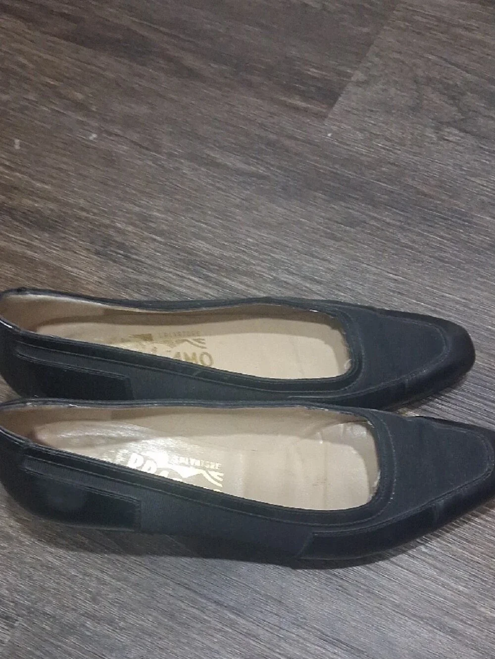 Salvatore Ferragamo Size 6 Black Square-Toe Ballet Flats